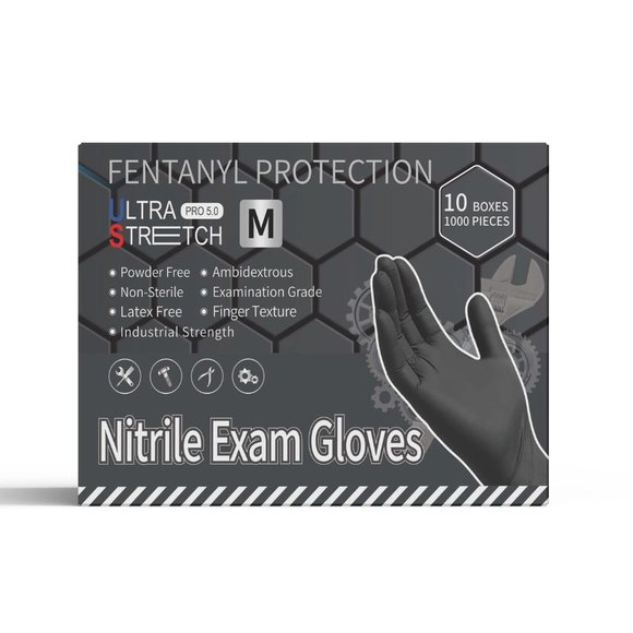 UltraStretch Nitrile Exam Gloves, Black Color, 1000 pc - Picture 7 of 11